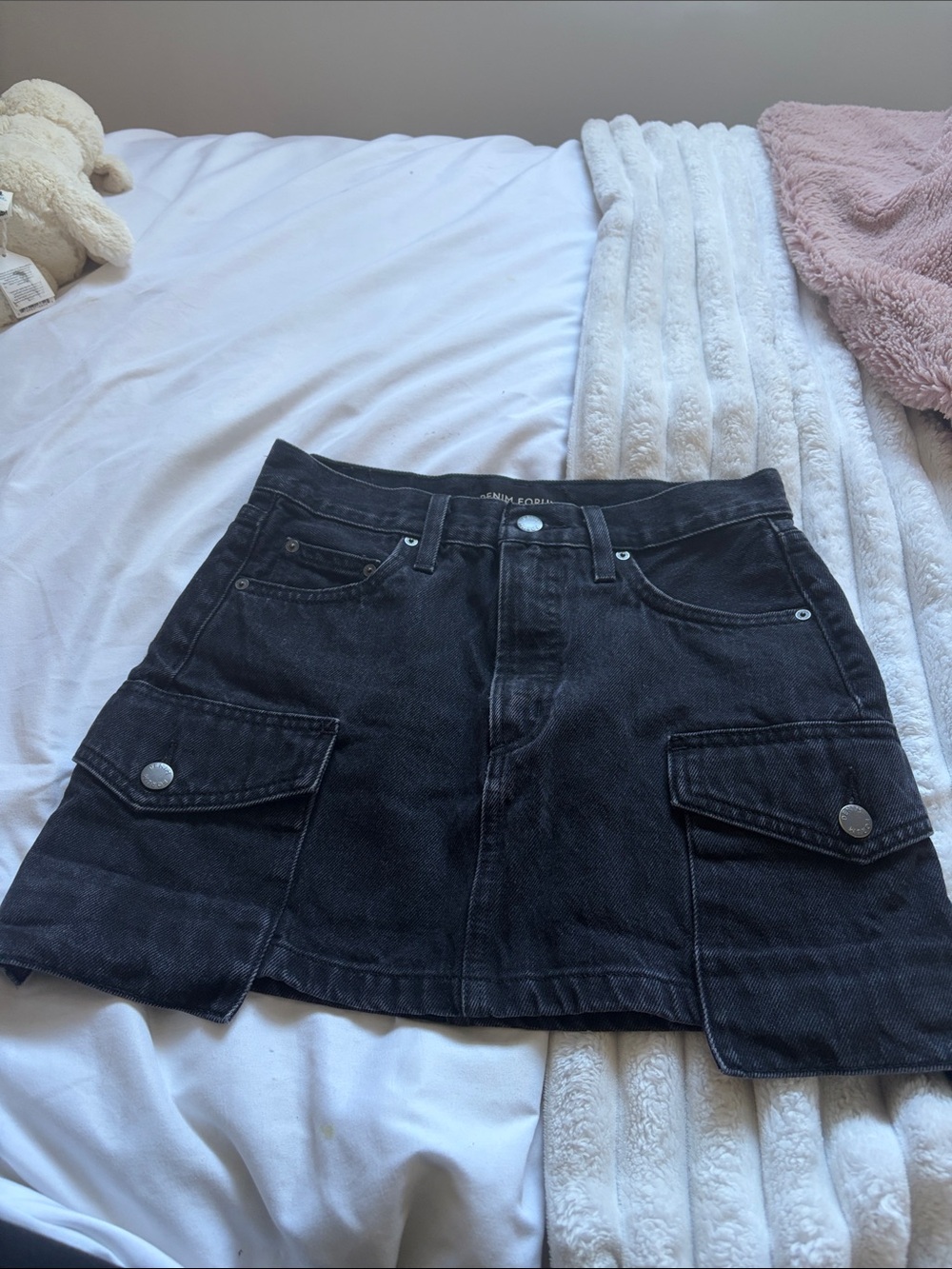 Aritzia Black Denim Cargo Mini Skirt